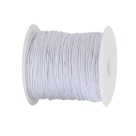 Trimming Shop 1mm Wide White Elastic Sewing Thread for Shirring - Full Roll of 100 Metres Stretch Cord - Spool of Elastic String for Clothing and Jewellery Making