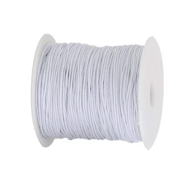 Trimming Shop 1mm Wide White Elastic Sewing Thread for Shirring - Full Roll of 100 Metres Stretch Cord - Spool of Elastic String for Clothing and Jewellery Making
