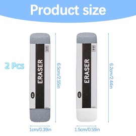 2 Pcs Natural Rubber Erasers for Ink and Pencil, Double Head Eraser to Fade Mark, Sand Rubbers Erasers, Pen Eraser Rubber for Gel Pen, Ball-Point Pens School Office Daily Art (Gray, Gray White)