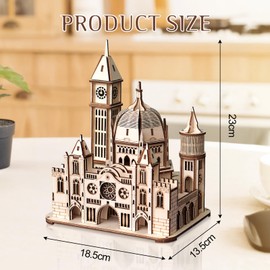 Cuteefun 3D Wooden Puzzle Church Kit, Architecture Model Kit, Make Your Own Wooden Craft Kit for Adults, Wooden Mechanical Construction Set, Gift for Birthday, Father's Day