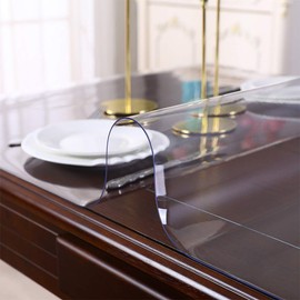 20 x 42 Inch Clear Table Cover Protector Crytal Table Pad PVC Plastic Tablecloth Protector Rectangle Wipeable Desk Pad Mat for Writing Desk Countertop Coffe Table Kids Desk Dining Table Wood Table