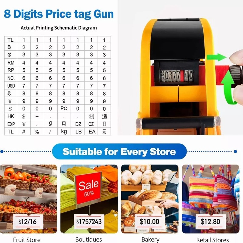 Multifunctional ABS Commodity Price Label Printer 8 Bits Practical Supermarket