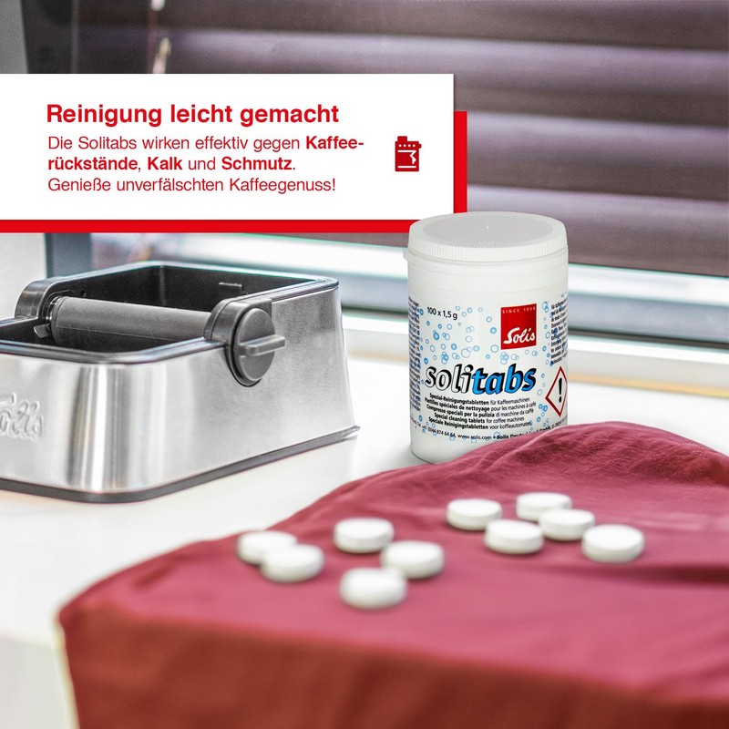 Solis Cleaning Tablets for Coffee Machines, Pack of 100, Solitabs