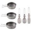 Aomiun Camping Utensil Set 3 Bowls Spoon Fork Combo Titanium