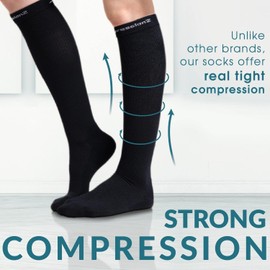 CompressionZ Compression Socks For Men & Women - 30 40 mmHG Graduated Medical Compression - Travel, Edema - Swelling in Feet & Legs (Black 2P, L)