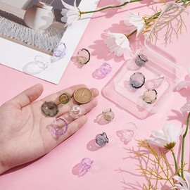 UNICRAFTALE About 16Pcs 8 Styles Glass Bead Cone Half Round Bead Caps Flower Loose Bead Caps Transparent Bell Flower Beads Wind Chimes Jellyfish Earrings Making Spacer Bead Toppers for Jewelry Making