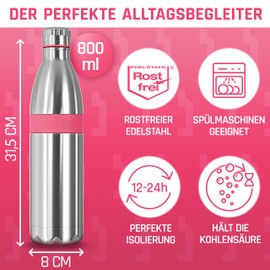 boddels TWEE Drinking Bottle 500 ml / 800 ml – Our Insulated Bottle For Any Occasion, red, 800 ml