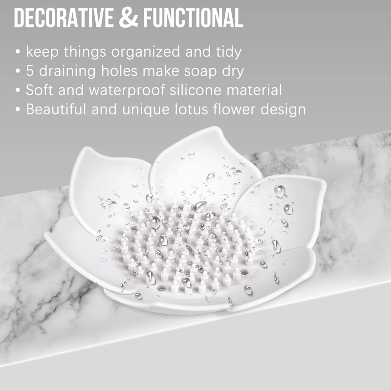 Lotus Shower Steamer Tray, Silicone Soap Dish, 4 Pack Lotus
