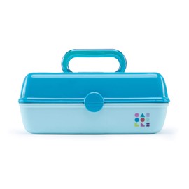 Caboodles Pretty In Petite - Forever Fun Makeup Organizer Compact Carrying Cosmetic Case, Turquoise Over Sky, 1 count
