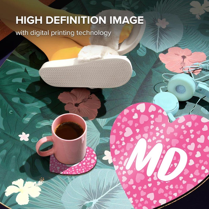 1 x Heart Coaster - Letters MD Pink Hearts Love