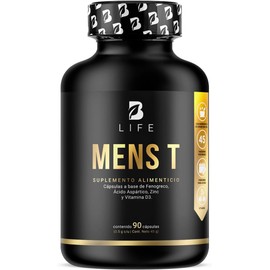 Mens T Vitaminas Para Hombre de 90 Cápsulas. Ingredientes naturales Fenogreco, Ácido Aspártico, Arginina, Zinc y D3. Precursor Natural B Life.