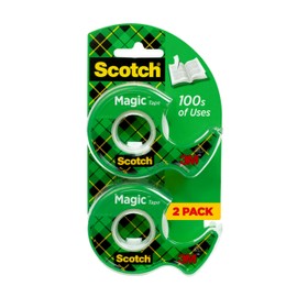 Scotch Magic Tape, Numerous Applications, Invisible, Engineered for Repairing, 1/2 x 750 Inches, 2 Dispensered Rolls