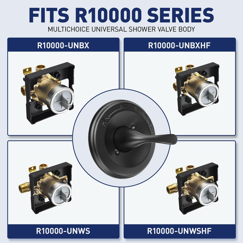 Matte Black Shower Handle T13020-BL- Replacement for Delta Classic 13/14