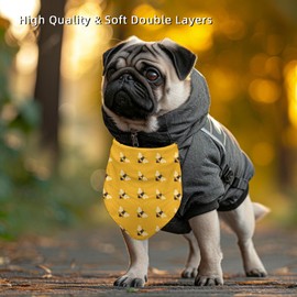 Yellow Bees Dog Bandanas, Honeybee Dog Scarf, Accessories for Medium Large Dogs