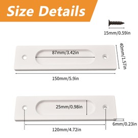 MOROBOR 2pcs Rectangular Recessed Sliding Door Pulls, 15CM Flush Pull Aluminum Alloy White Closet Door Finger Pulls with Mounting Screws for Sliding Barn Door