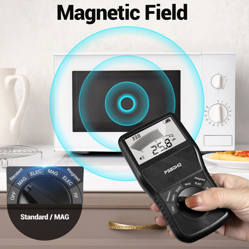 PSB0H0 EMF Meter, 3-in-1 Multi-Field Electromagnetic Radiation Detector for EF