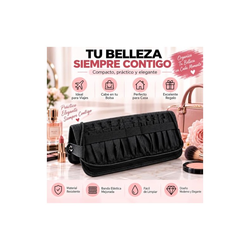 Set de Brochas para Maquillaje 20 Piezas con Estuche(Oro negro)