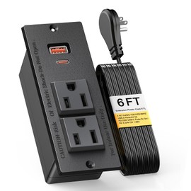 Recessed Power Strip USB C PD 20W, Recessed Outlet with USB Ports, Flat Plug Desk Power Strip for Sofa Drawer Cabinet Nightstand, 6 FT Extension Cord Conference Table Power Hub