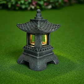 Ancient-style Irregular Resin Lantern Hand-painted Retro Texture Tranquil Outdoor Gardening Setting Accessory Fashion HolidayColor: As picture, Size: One Size