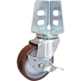 TRUSCO TYSA-75URS Angled Urethane Caster with Universal Stopper, Φ3.0 inches (75 mm)