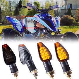 DREAMIZER 4pcs Universal Motorcycle LED Turn Signals Lights Front Rear Lamp Indicator Lights Blinkers Flashers Amber light for Yamaha MT03 MT07 MT09 Suzuki DRZ400SM - Carbon Fiber