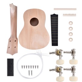 DIY Ukulele Kit 21 Inch Basswood 4 String Ukulele DIY Kit Handmade Set Installation Tools with Installation Tools for Make Your Own Soprano Hawaiian Guitar