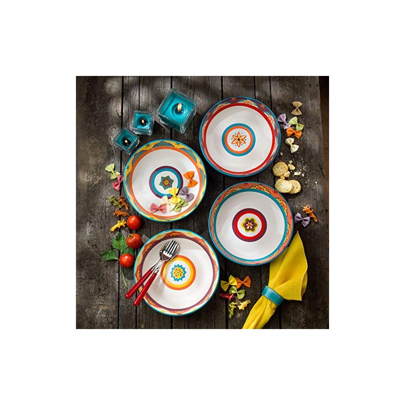 Euro Ceramica Galicia Collection 4 Piece Pasta Bowl Set