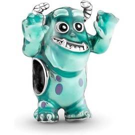 JOME Monsters S.A. Inspired 925 Silver Charm Sulley Charm | Compatible with European Bracelets - Children's Fantasy Design Blue Enamel