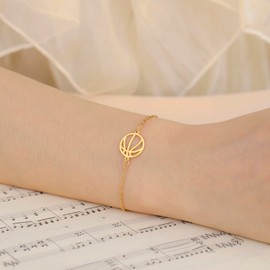 TEAMER Basketball Bracelet Basketball Pendant Stainless Steel Unique Sports Ball Jewelry for Basketball Lovers, Stainless Steel