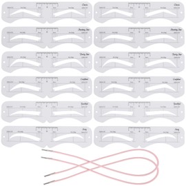 12 Pcs Reusable Eyebrow Stencil, Eyebrow Template with Elastic Band for Beginners (Eyebrow Distance 2.0-3.5cm)