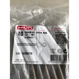 Hilti (10) Hilti Anchor Rod HAS-R 304 Stainless Steel 1/2" x 8"  385485