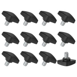 M METERXITY 12-Pack Thumb Screws, M8x12mm Tee Wing Knobs, Plastic t Handles Clamping Knob for Woodworking/Machinery/Equipment, Tightening Thread Thumbscrew [Black]