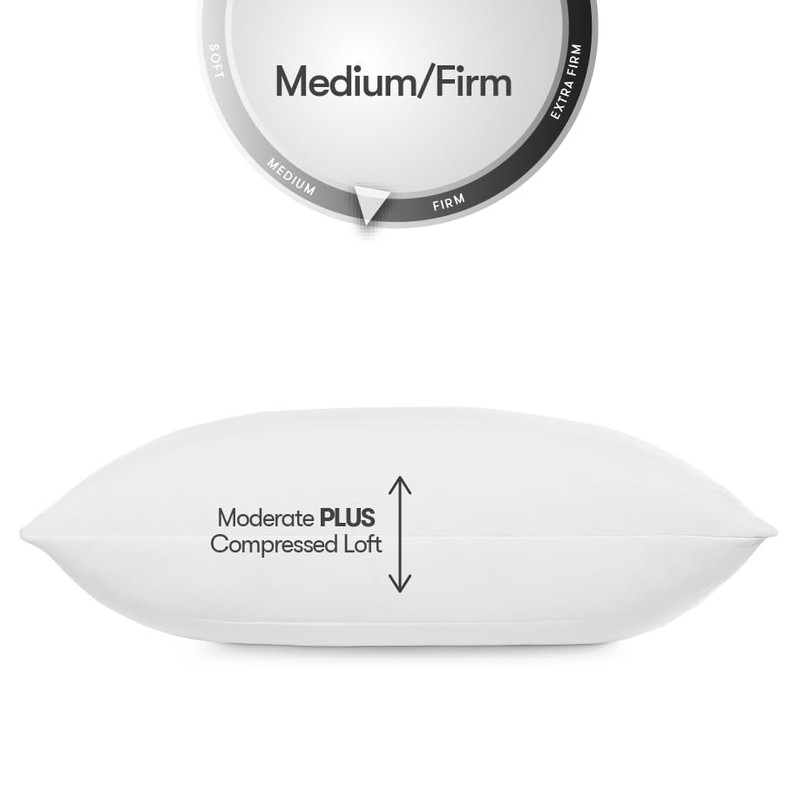 Serta Down Illusion Soft Hypoallergenic Medium/Firm Bed Pillows for Side,