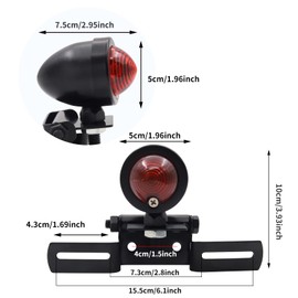 1PC Motorcycle Tail Light Red,12V Motorcycle Brake Stop Running Light Lamp with License Plate Holder Motorbike Rear Taillight Black Aluminum Alloy for Chopper Bobber Cafe Racer Bike
