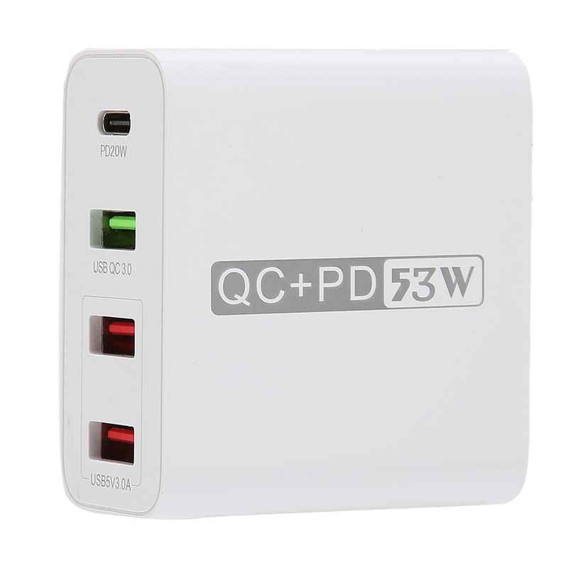 53W 4 Port Mobile Phone Charger 20W PD QC3.0 Fast