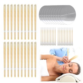 20 Ohrkerzen + 10 Schutzscheiben + 20 WattestäBchen - 1 Set，Ohrkerzen Zur Reinigung,Ohropax Wachs,Ohrenschmalz Entfernen Zur Gesundheitsversorgung Verstopfter Ohren (Gelb)