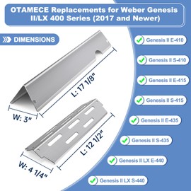 OTAMECE 66795 66032 Flavorizer Bars and Heat Deflectors Replacement for Weber Genesis II Grill Parts,Stainless Steel Parts for Genesis II 300 ii E-310 E310 ii E-315 ii E-335 i