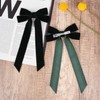 2PCS Velvet Hair Bows Green Hair Ribbon Clips Big Fall