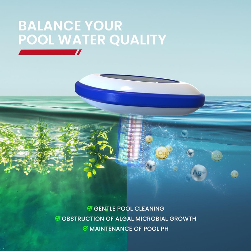 ENHULK Solar Pool Ionizer, Upgraded Floating Cleaner - Cleans Pools