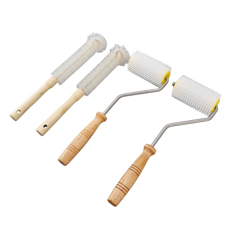4PCS Honey Extractor Uncapping Needle Roller Wood Handle Honey Uncapper
