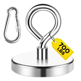 MIKEDE Fishing Magnets, 700 lbs Neodymium Super Strong Rare Earth Magnet, Diameter 2.95 inch with Countersunk Hole Eyebolt, Large Retrieving in River and Magnetic Fishing for Lifting