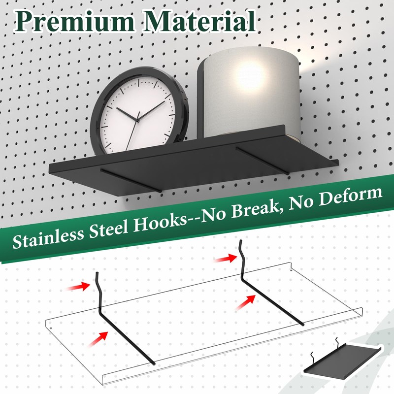 PEKGRIL 17X8 Inch Large Pegboard Shelves Set of 4, Metal