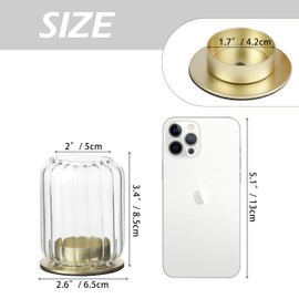 Vixdonos Glass Hurricane Tealight Candle Holder with Metal Candle Stand,Set of 3 Modern Windproof Votive Candle Holders for Wedding Party Table Centerpiece Outdoor,Clear