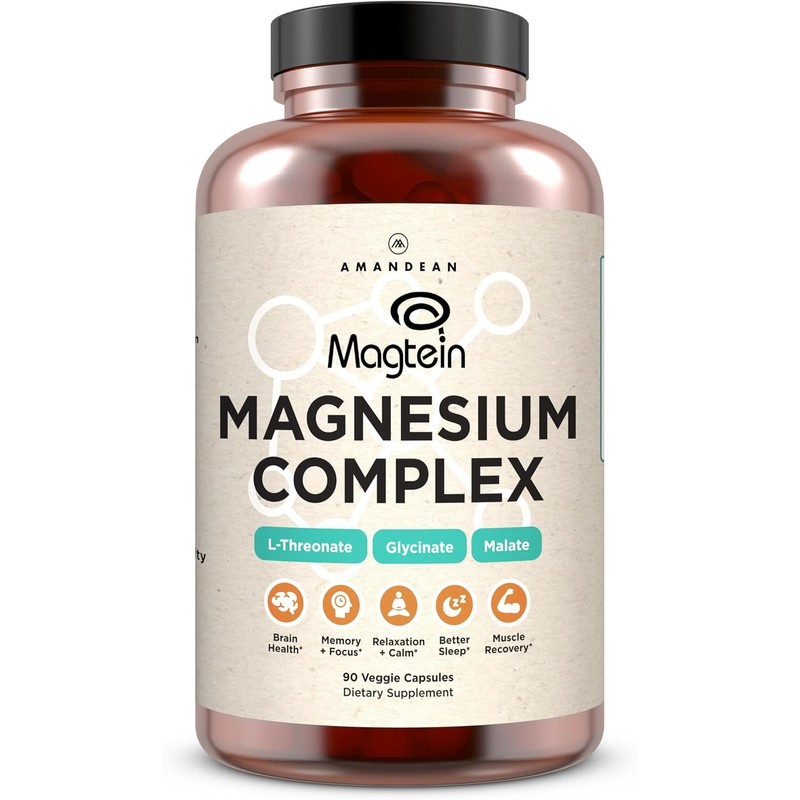 Amandean Magnesium L-Threonate Complex. Threonate, Glycinate, Malate Supplement. 90 Veggie