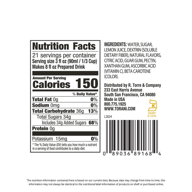 Torani Real Fruit Smoothie Mix, Lemonade, 64 Ounce