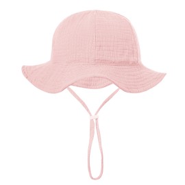 IREH Sombrero de Sol para Bebé, Sombrero de Bebé Niña y Niño de 3 a 12 Meses, Gorro ala Ancha de Sol con Puro Algodón, Gorro de Playa para Días de Campo o Salir para Bebés y Niños Pequeños-Rosa