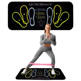 Squat Mat with Foot Position,Large Non-Slip Squat Target Pad， Pad 31.5'' X13.8'',6mm Thickness Squat Mat Foot Positioning, Exercise Mat for Squats, Leg and Abdominal Workouts