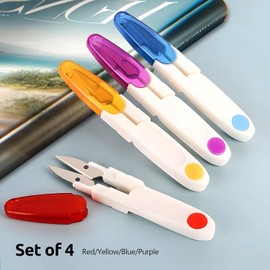 4 Pcs Sewing Snips, Sewing Thread Cutters, Multipurpose Snippers with Safety Cap for Clipping Threads, Yarn, Portable Snip Scissors for Small Plants, DIY and Arts & Crafts