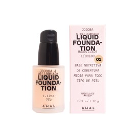 AHAL - Maquillaje Líquido con Jojoba y Aloe, Cobertura Media, Acabado Mate, Skincare, Ideal para Todo Tipo de Piel, 32g (01, 32)