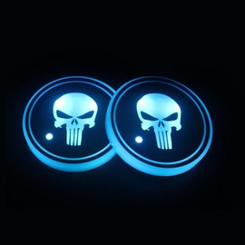 2PCS LED Cup Holder Lights for Car, Rechargeable 7 Color-Changing Light Up Cup Holder Insert Coasters, Car Accessories - Color: Judge/A pair
